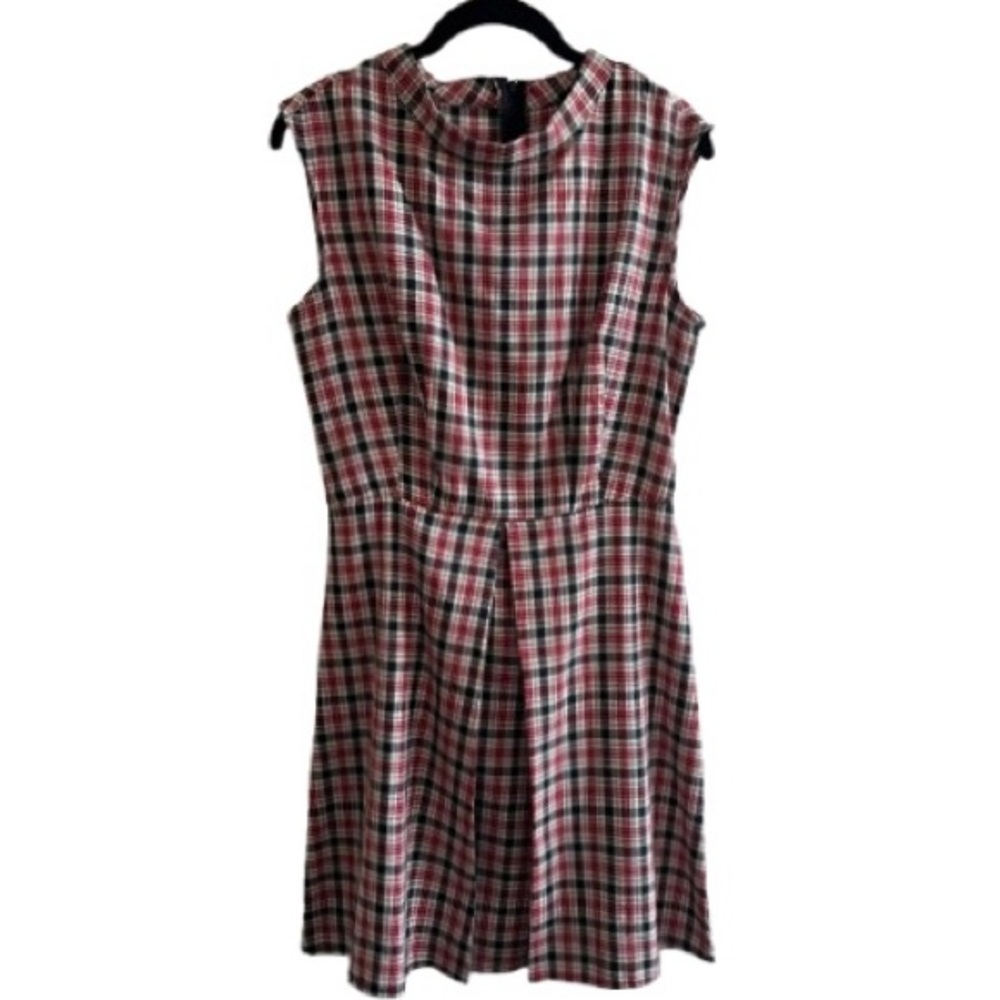 Retrolicious Red Plaid A-Line Pleated Dress Holiday Fall Retro Skater Skirt